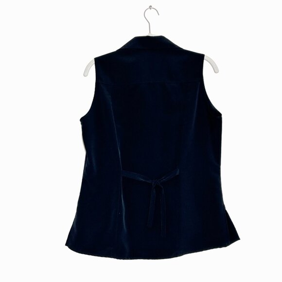 Kathie Lee Collection Sleeveless Collared Tie Back Blouse in Black - Sz M - Picture 2 of 5